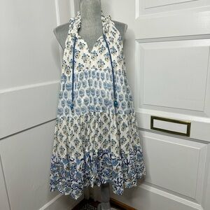 Ro’s Garden Sofia  Floral Mini Dress Blue Yellow White Floral Tiered Dress Boho